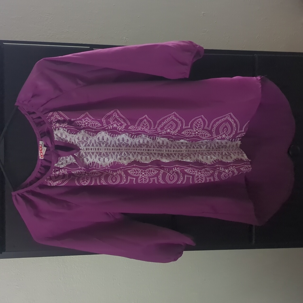 Bongo Purple Girls Embroidered Blouse